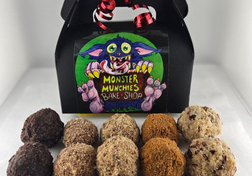 Monster Munchies Bake Shop truffles in box.