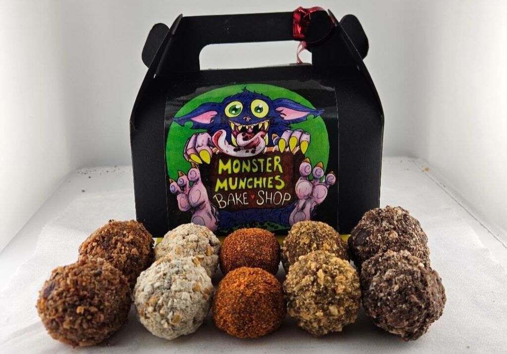 Monster Munchies Bake Shop treats in box.