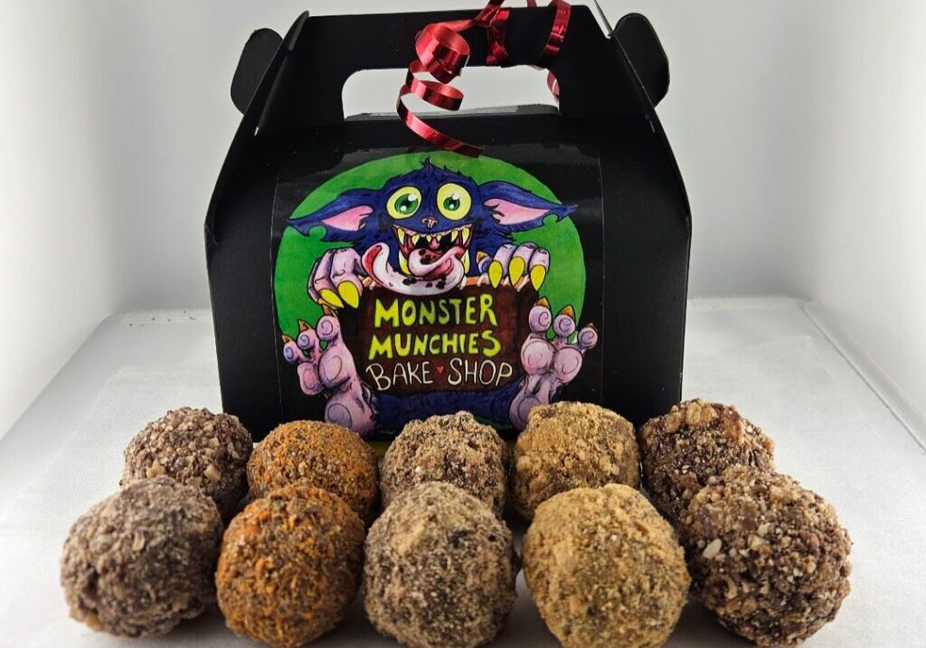 Box of monster munchies bake shop truffles.